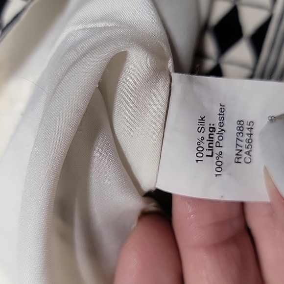 Madewell Size 0 Black and Ivory 100% Silk Geometric Pattern Dress Exc. Used Cond - Picture 14 of 14